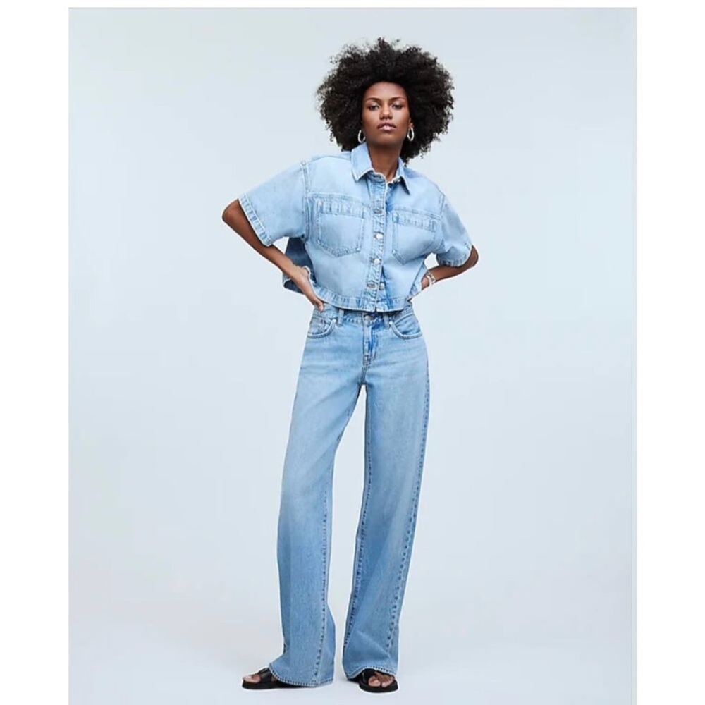 Madewell Denim Short Sleeve Shirt Jacket in Ahern Wash